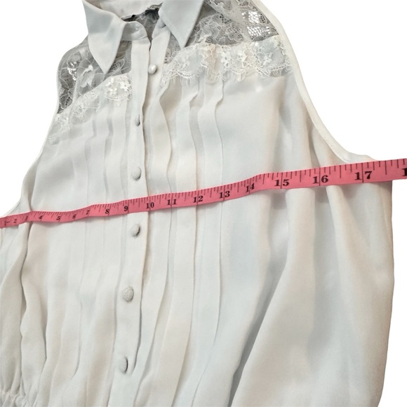 NWT! Guess Preppy Collard White Pleated Sleeveless Shirt Dress w/ Lace in Medium - Picture 10 of 14